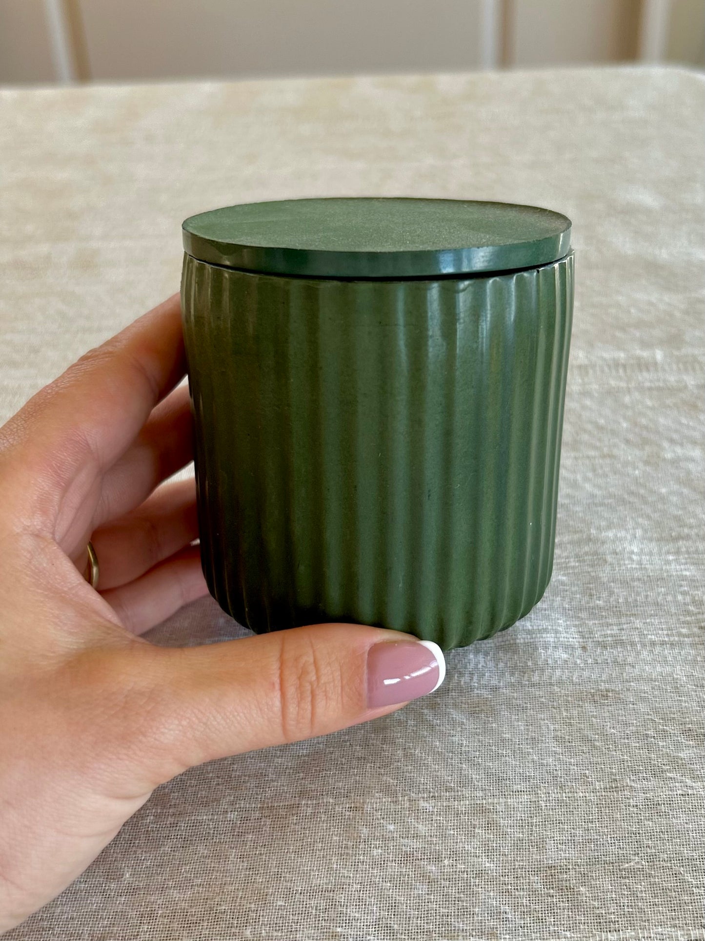 Ribbed Candle Jar - Olive