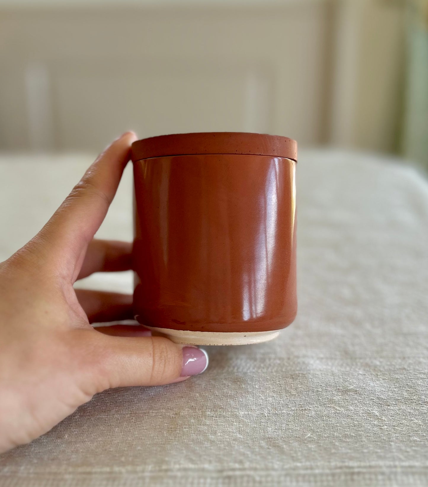 Smooth Candle Jar - Rust/Oat