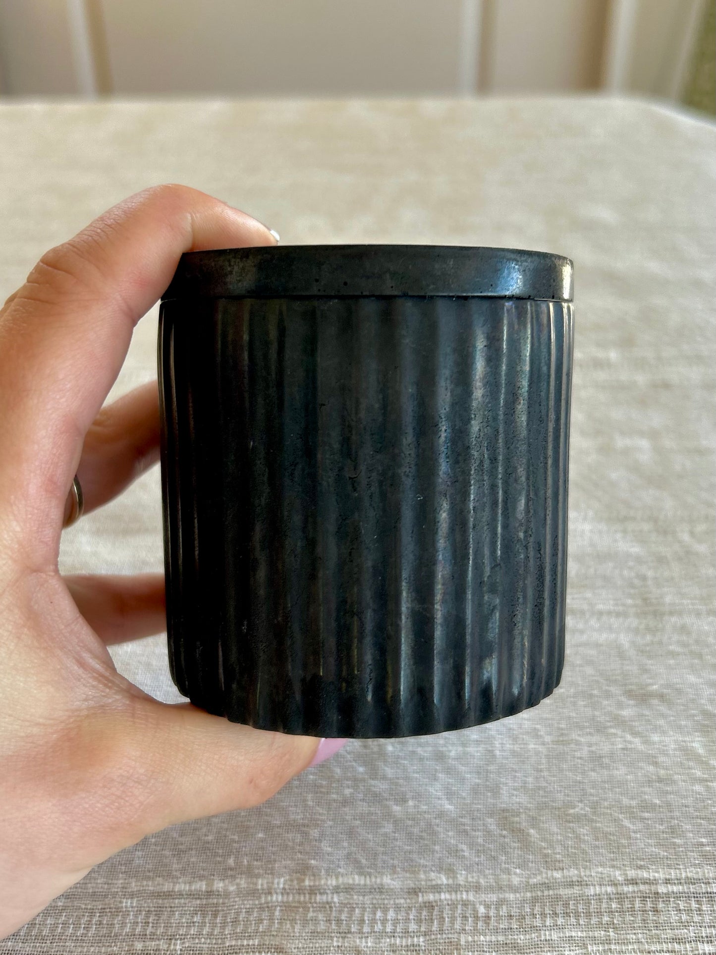 Ribbed Candle Jar - Charcoal