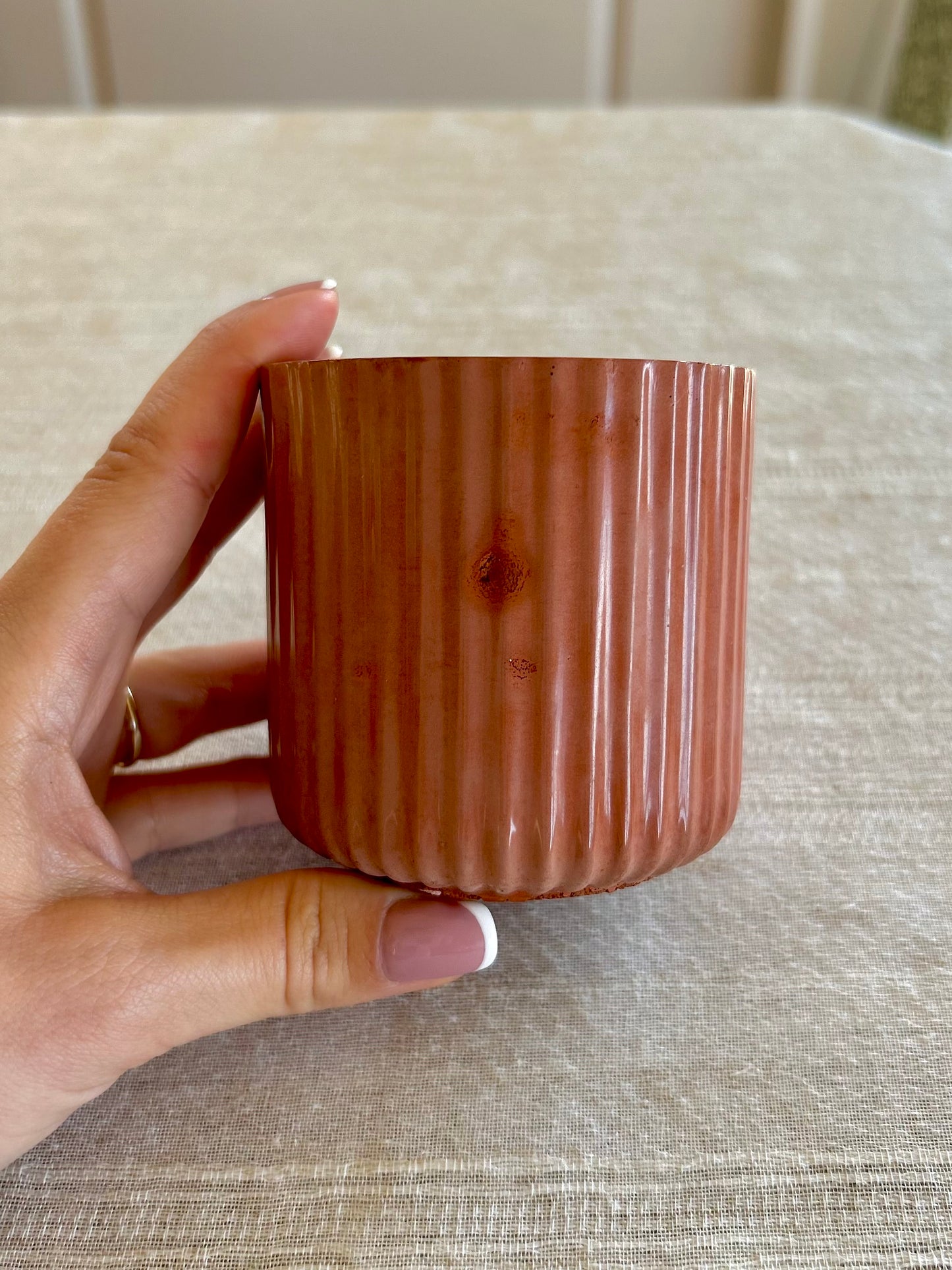 Ribbed Candle Jar - Rust