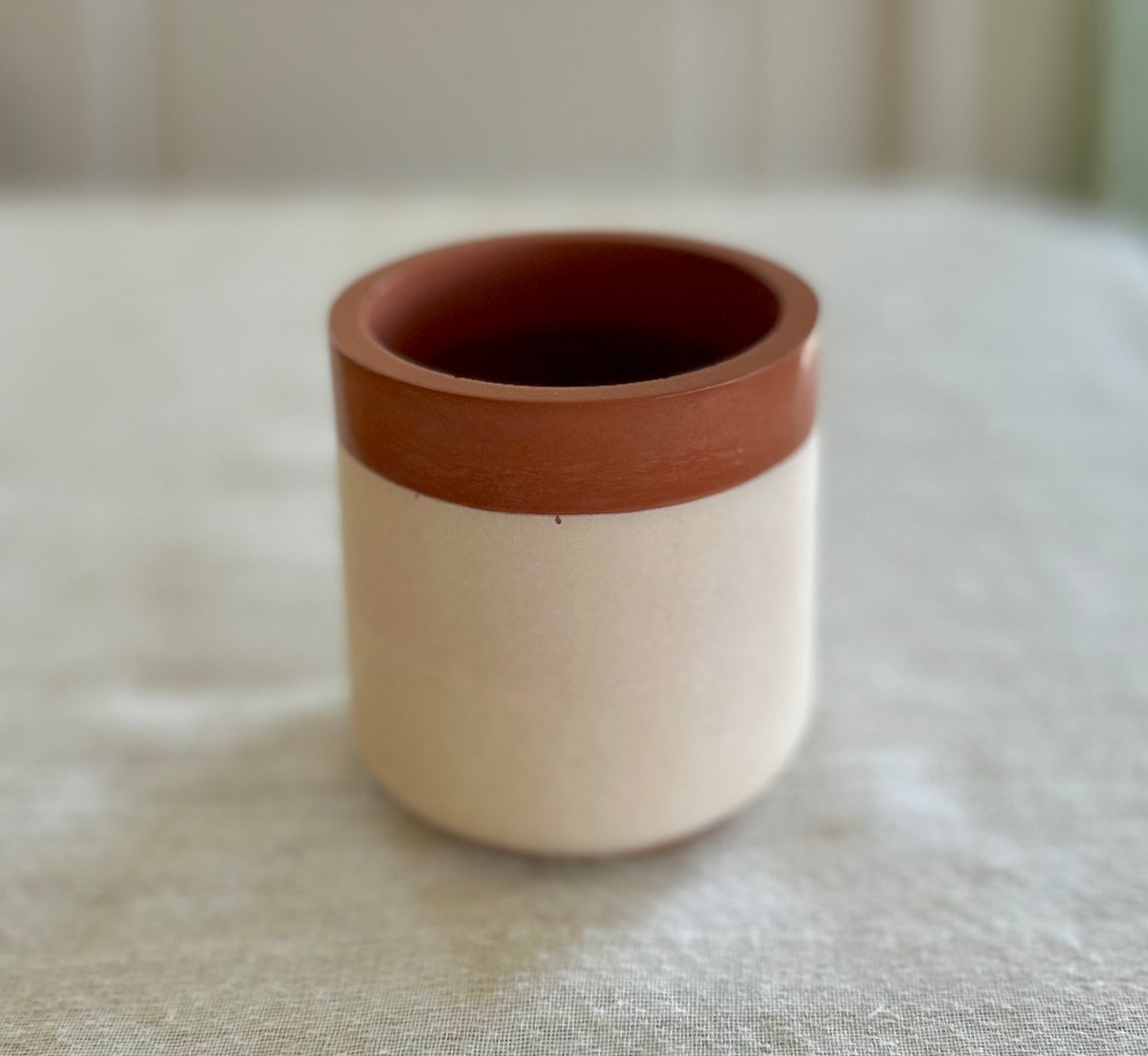 Smooth Candle Jar - Oat/Rust Stripe