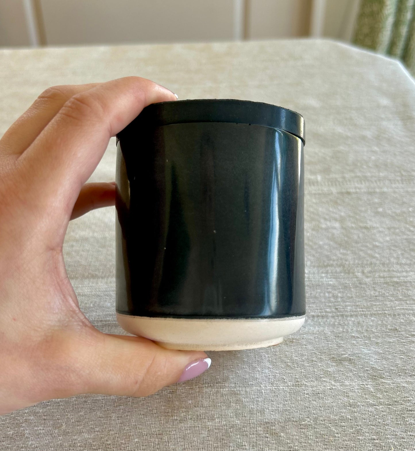 Smooth Candle Jar - Charcoal/Oat Stripe
