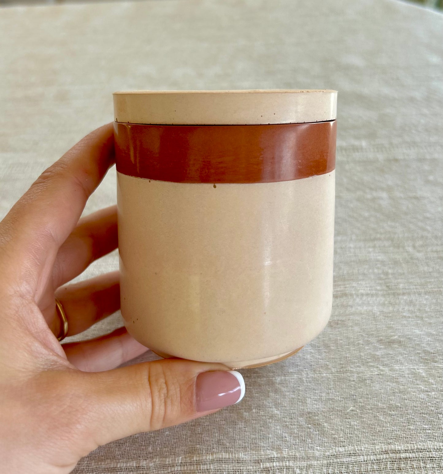 Smooth Candle Jar - Oat/Rust Stripe